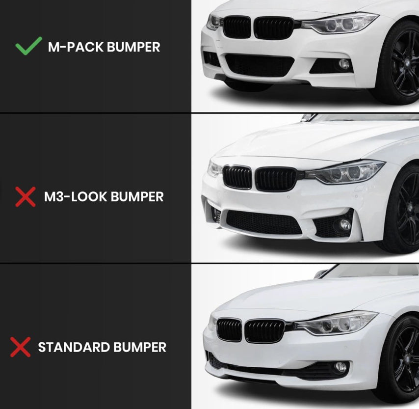 BMW F30/F31 Sumuvalojen delete suojat M-Sport puskuriin