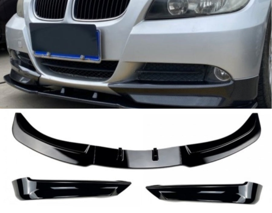 BMW E90, E91 Pre lci kiiltävän musta etulippa vakio etupuskuriin