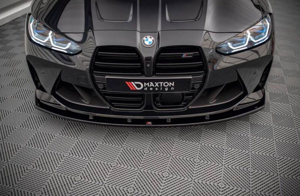 BMW M4 G82 & M3 G80 etupuskurin kiiltävän musta etulippa / splitteri Maxton Design