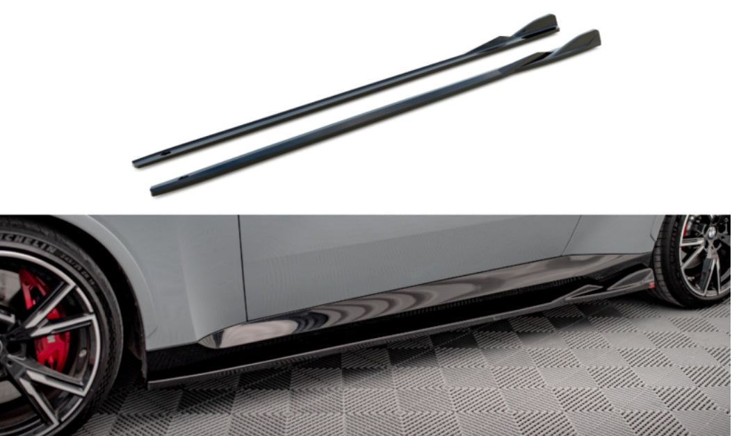 BMW 2-sarja G42 21- M-Sport / M240i helmojen kiiltävän mustat helmalistat Maxton Design