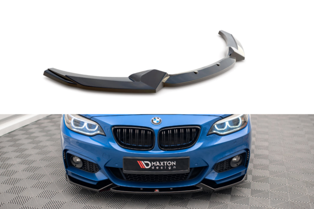BMW F22 / F23 13-19 M-Sport etupuskurin kiiltävän musta etulippa / splitteri Maxton Design