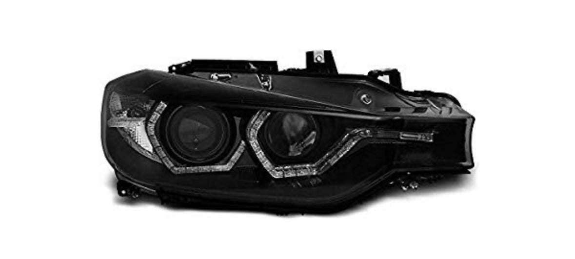 BMW F30 F31 11-15 tummapohjaiset 3D LED angel eyes ajovalot