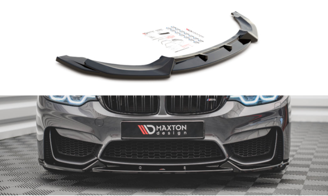 BMW M4 F82 14- etupuskurin kiiltävän musta splitteri etulippa Maxton Design