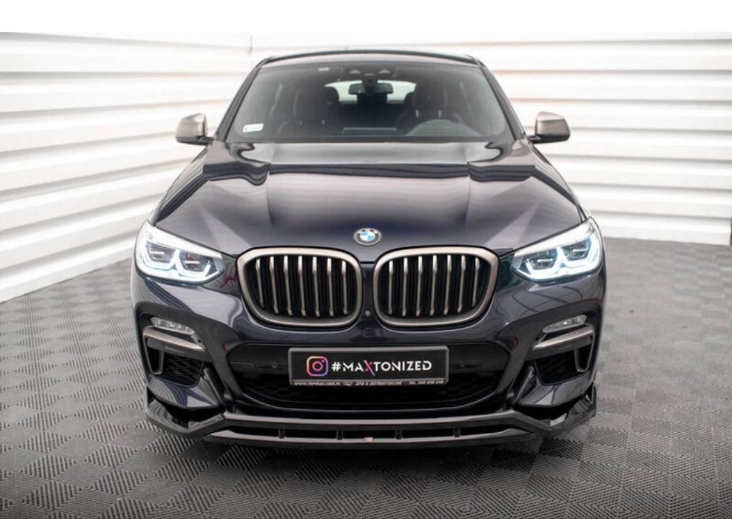BMW X4 G02 18-21 M-Sport etupuskurin kiiltävän musta splitteri / etulippa Maxton Design