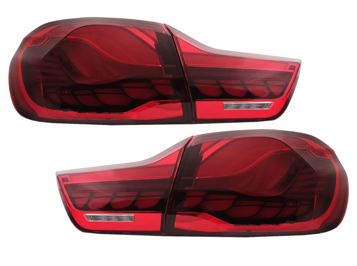 BMW 4-sarja F32 F33 F36 M4 F82 F83 punakirkkaat OLED takavalot dynamic led vilkulla