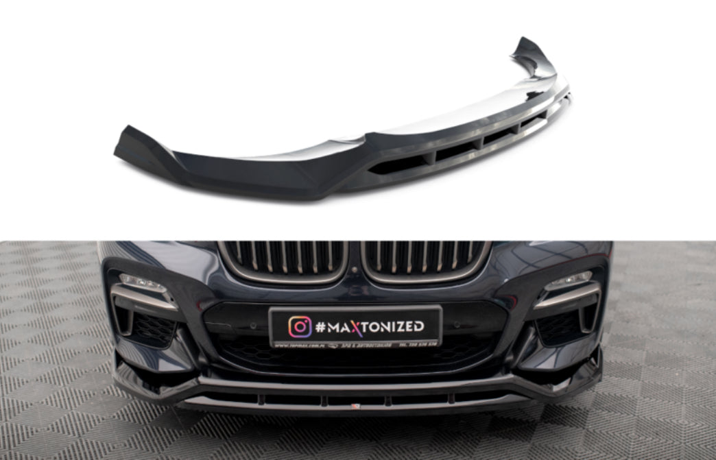 BMW X4 G02 18-21 M-Sport etupuskurin kiiltävän musta splitteri / etulippa Maxton Design