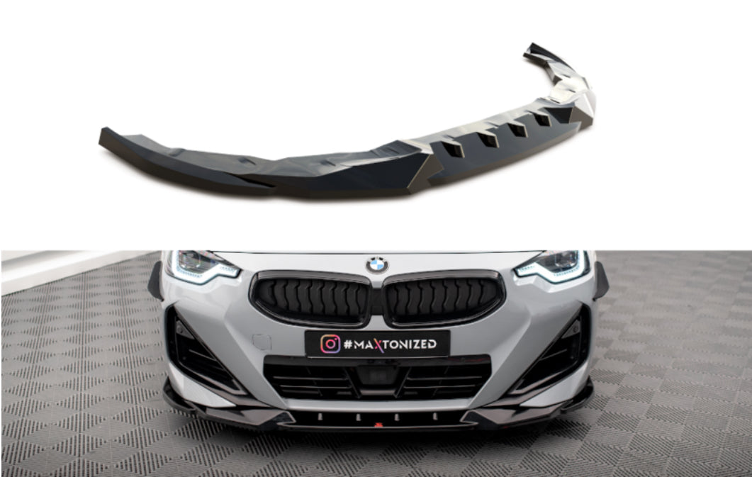 BMW 2-sarja G42 21- M-Sport / M240i etupuskurin kiiltävän musta splitteri Maxton Design