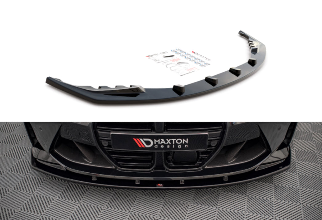 BMW M4 G82 & M3 G80 etupuskurin kiiltävän musta etulippa / splitteri Maxton Design