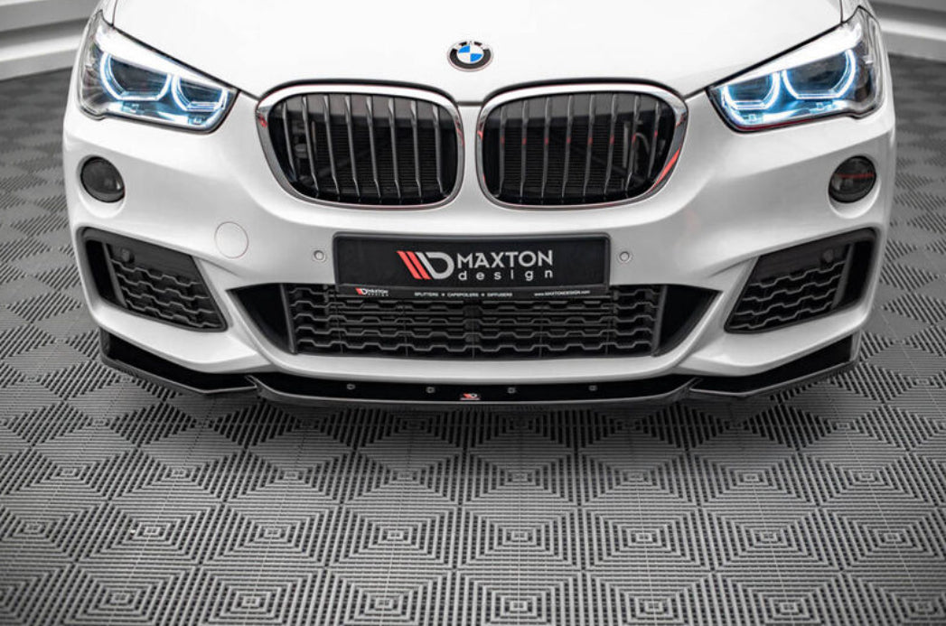 BMW X1 F48 15-19 M-Sport etupuskurin kiiltävän musta etulippa / splitteri Maxton Design