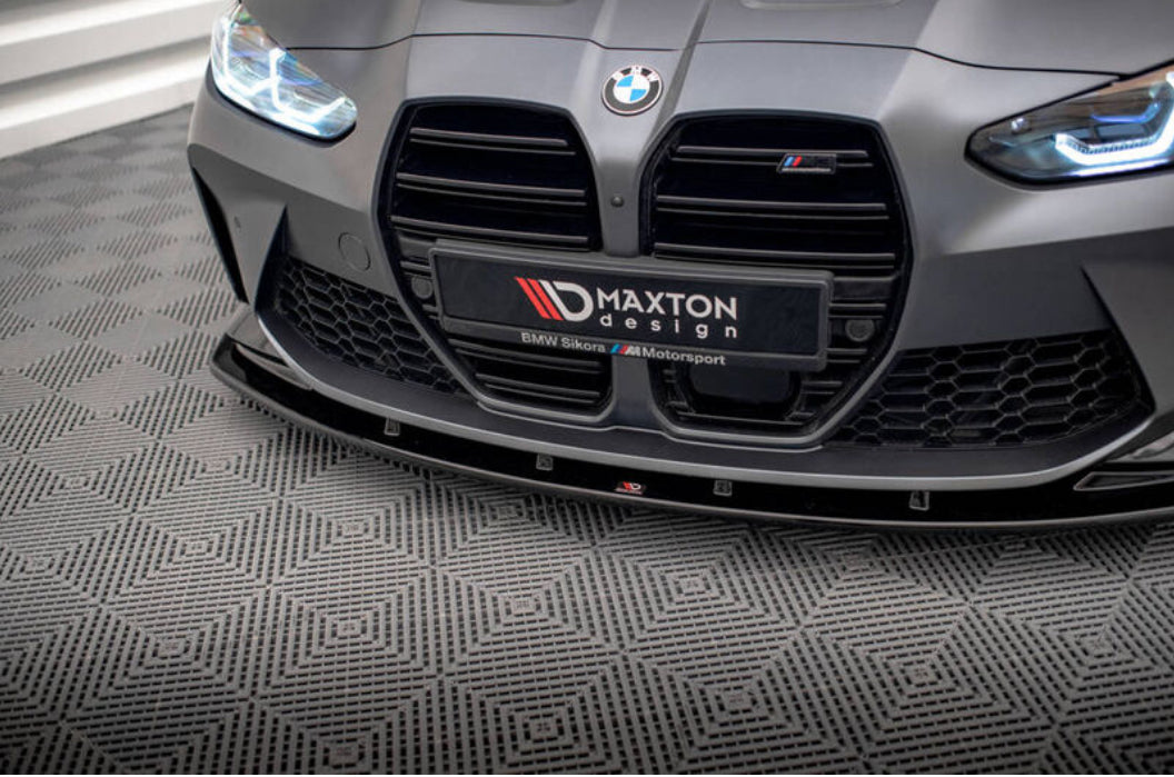 BMW M4 G82 & M3 G80 etupuskurin kiiltävän musta etulippa / splitteri Maxton Design