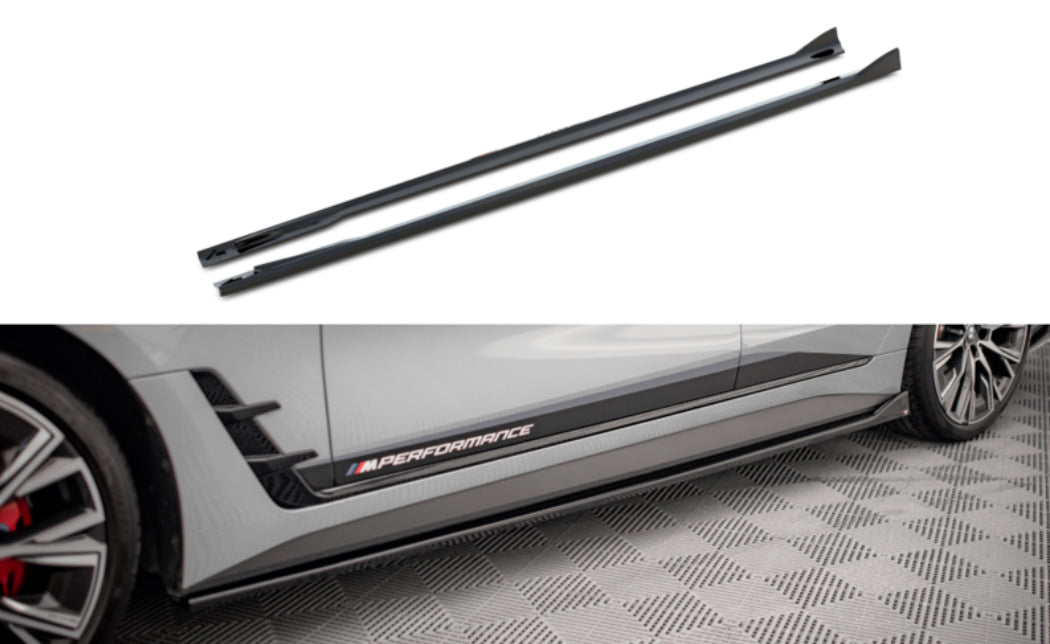 BMW i4 G26 21- M-Sport helmojen kiiltävän mustat helmalistat Maxton Design