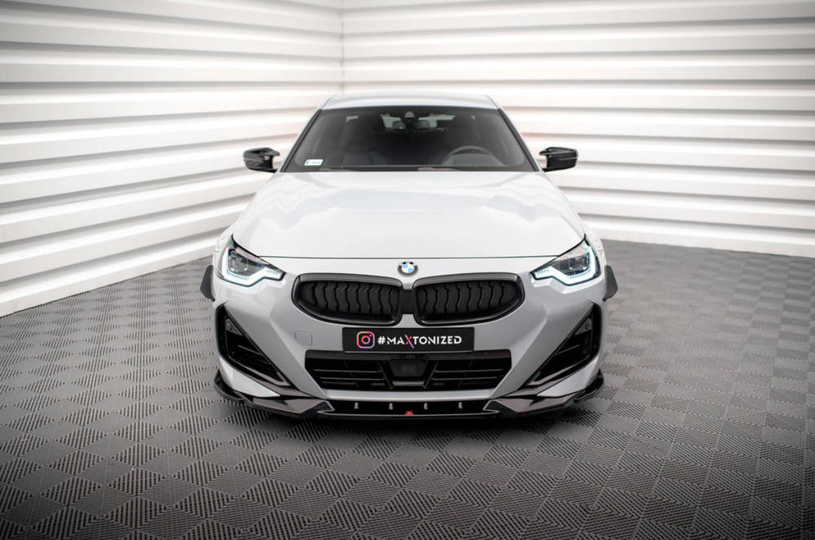 BMW 2-sarja G42 21- M-Sport / M240i etupuskurin kiiltävän musta splitteri Maxton Design