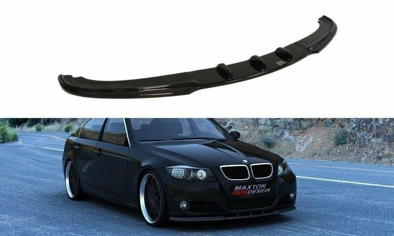 BMW E90 E91 05-12 kiiltävän musta vakioetupuskurin etulippa / splitteri Maxton Design V1