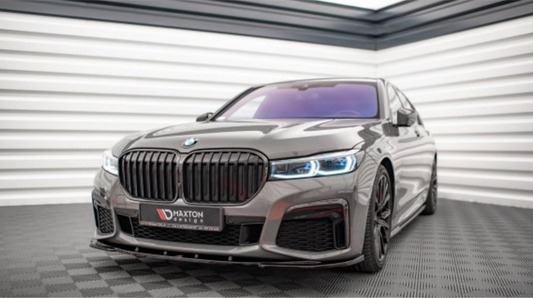 BMW 7-sarja G11 G12 facelift 19- M-sport etupuskurin kiiltävän musta splitteri / etulippa V2 Maxton Design