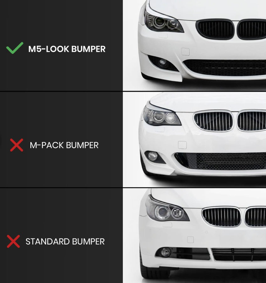 BMW E60/E61 Sumuvalojen Delete suojat M5-Look puskuriin