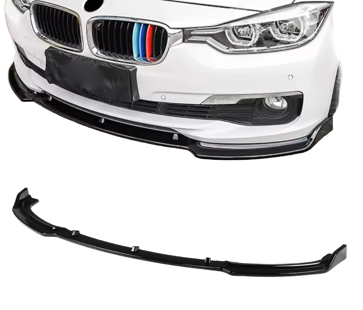 BMW F30 F31, etupuskurin lippa kiiltävän musta vakio puskuriin