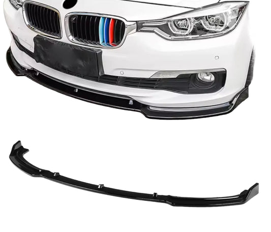 BMW F30 F31, etupuskurin lippa kiiltävän musta vakio puskuriin