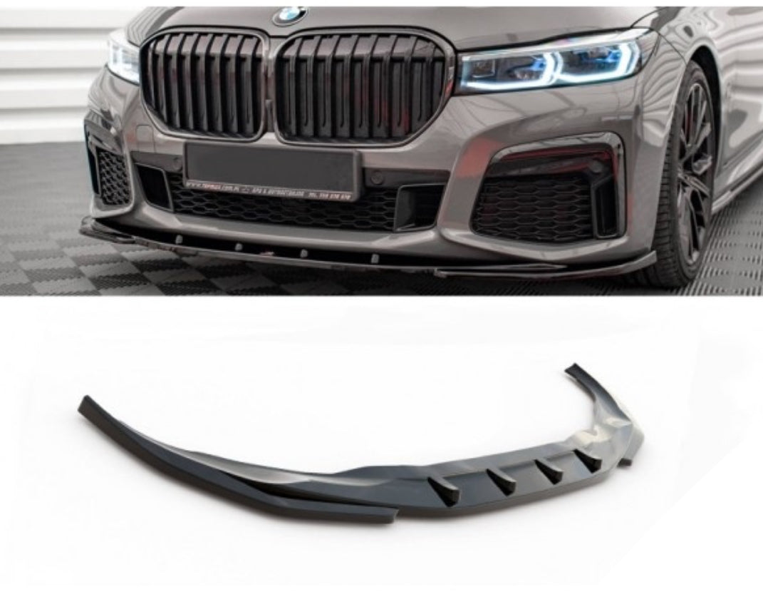 BMW 7-sarja G11 G12 facelift 19- M-sport etupuskurin kiiltävän musta splitteri / etulippa V2 Maxton Design