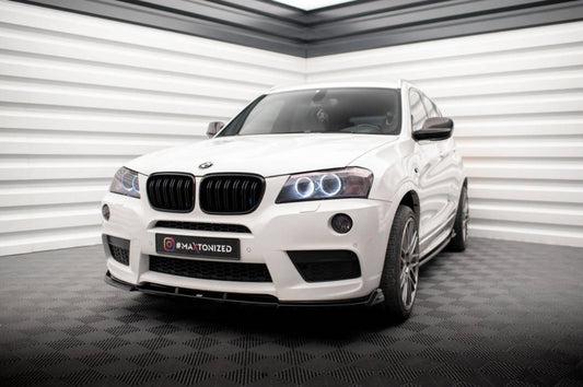 BMW X3 F25 10-14 M-Sport etupuskurin kiiltävän musta etulippa / splitteri Maxton Design