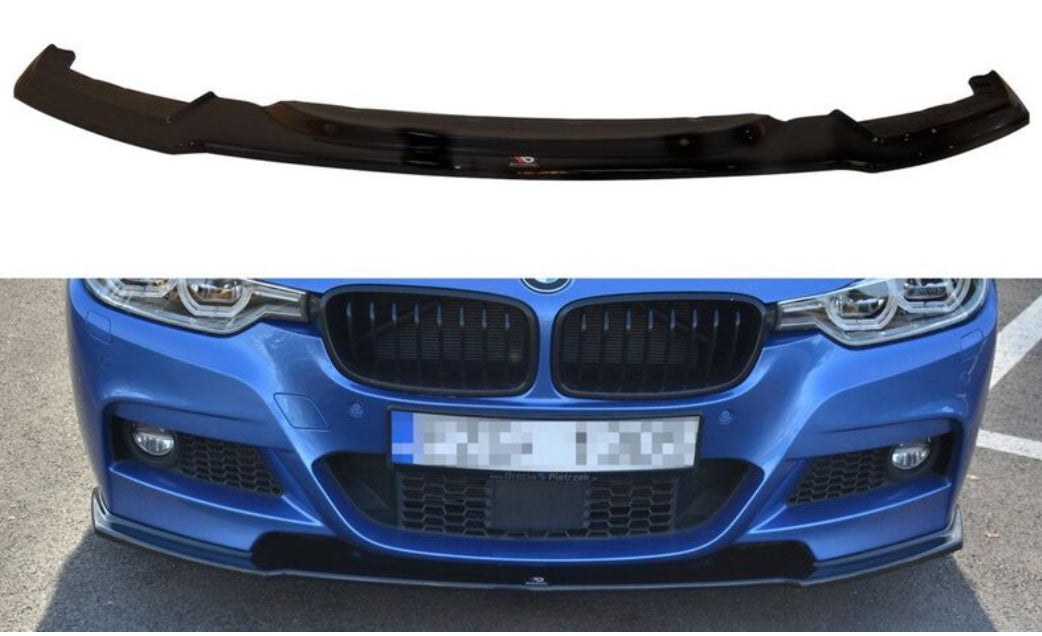 BMW F30 F31 11-18 M-Sport etupuskurin kiiltävän musta etulippa / splitteri Maxton Design