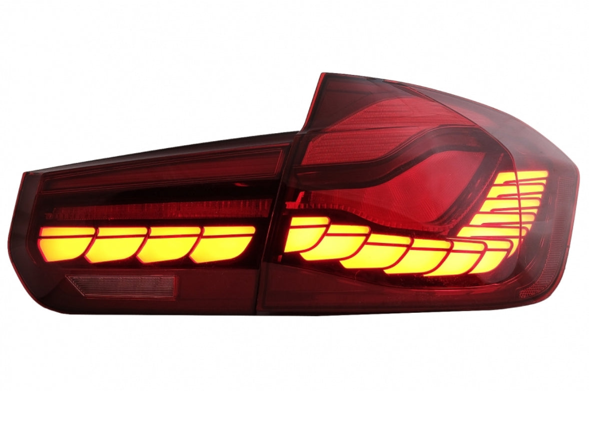 BMW F30 11-19 punatummat OLED takavalot dynamic vilkulla