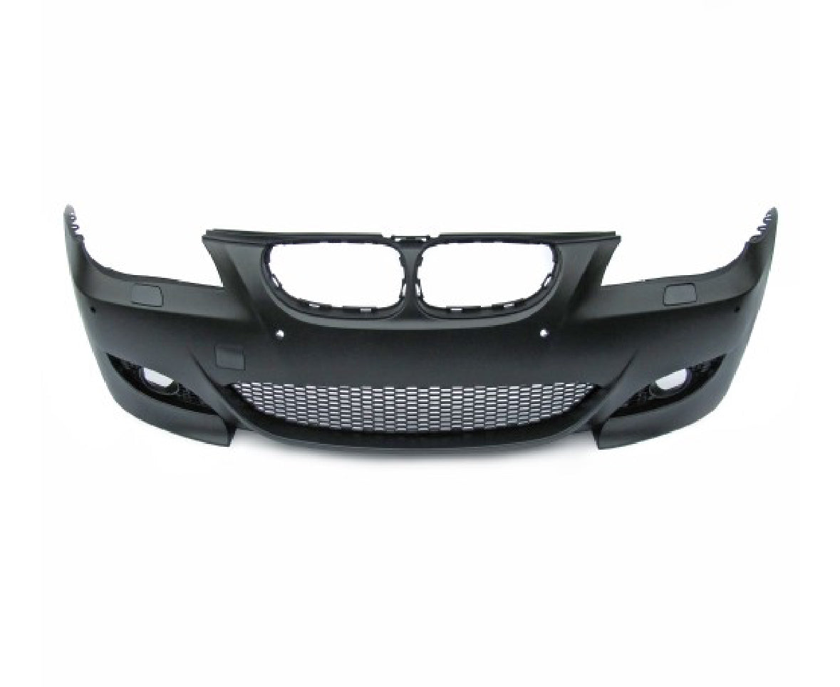 BMW E60/61 facelift LCI 07-10 M5-look etupuskuri. Parkkitutkallisiin malleihin, ABS-muovia