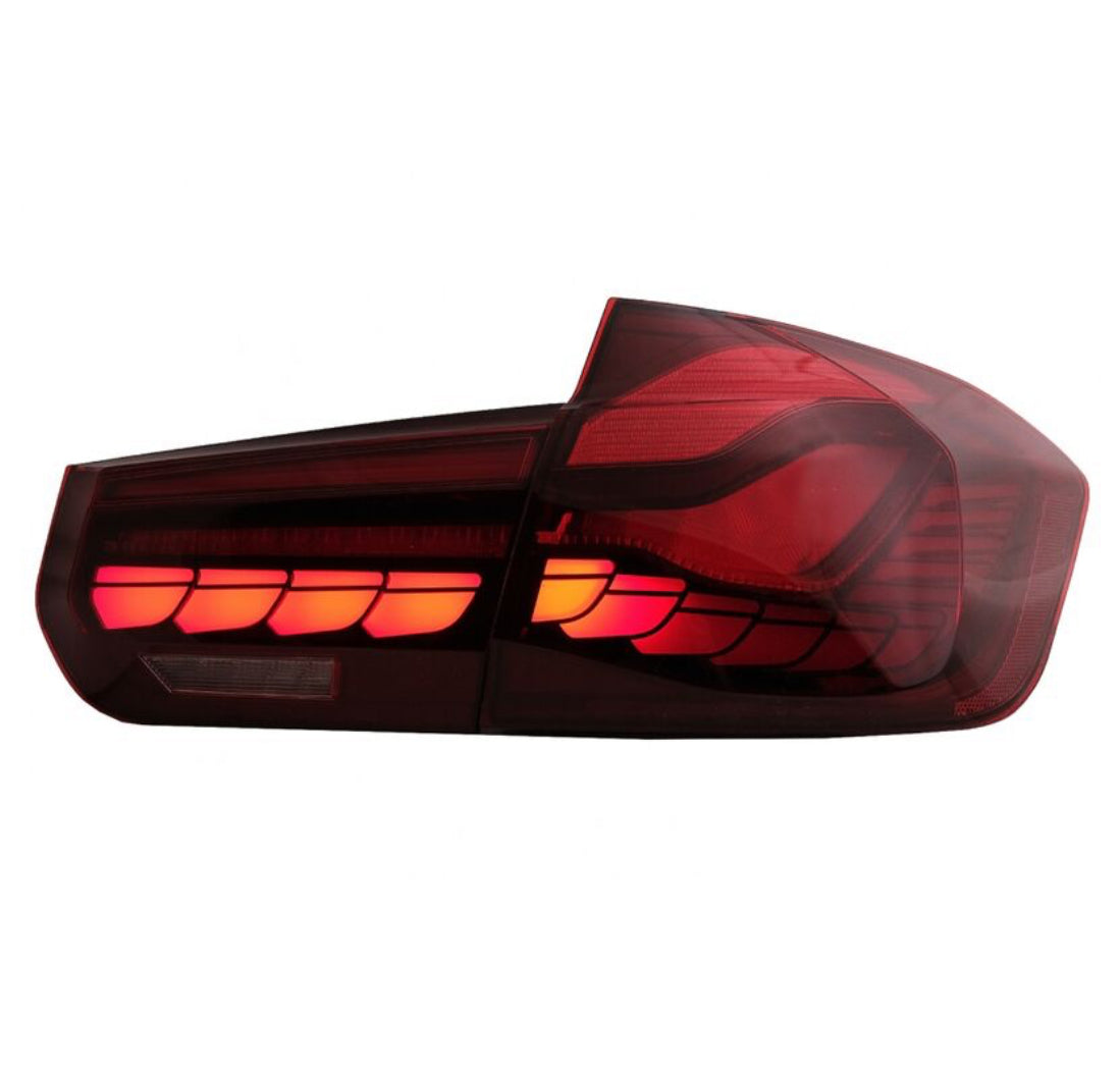 BMW F30 11-19 punatummat OLED takavalot dynamic vilkulla