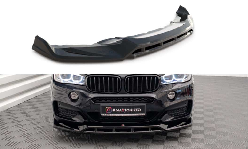 BMW X6 F16 14-19 M-Sport etupuskurin kiiltävän musta etulippa / splitteri V3 Maxton Design